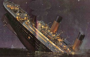 titanic afundando