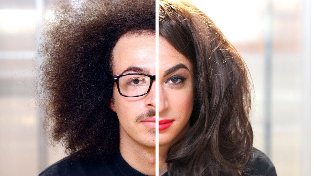 Usando maquiagem para transformar homens em mulheres