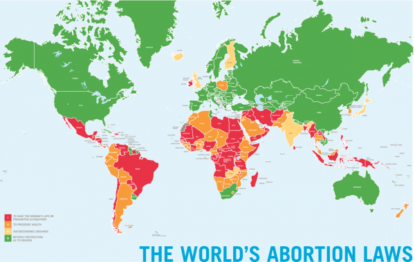 Mapa das leis de aborto no mundo