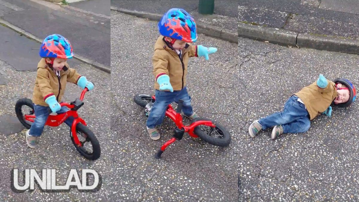 Camera flagra garotinho sofrendo um terrivel acidente de bicicleta