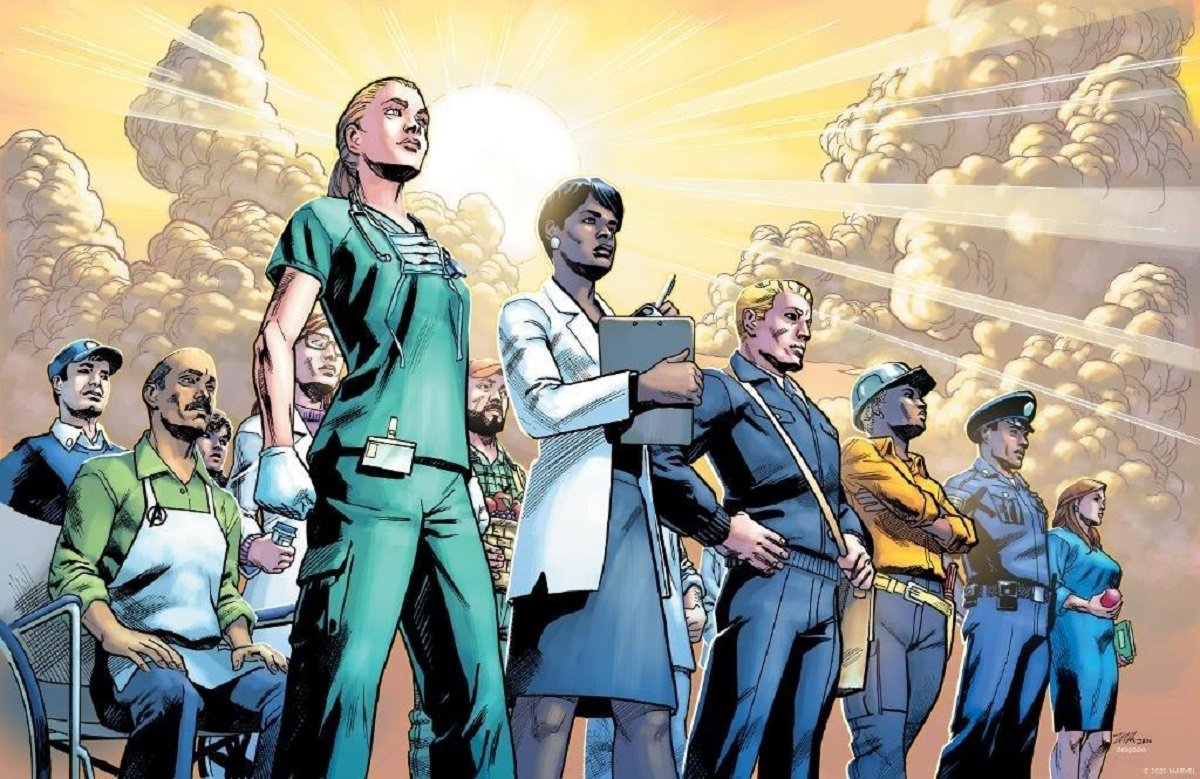Marvel cria versão super heróis em desenho de trabalhadores essenciais inclusive agora na pandemia da Cov id 19