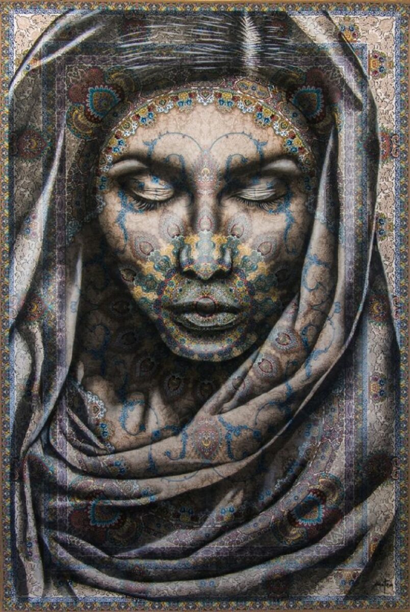 Mateo Wallpapers artista canadense transforma tapetes persas em lindos rostos de mulheres 1