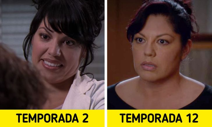 Antes e depois de personagens de Greys Anatomy 10