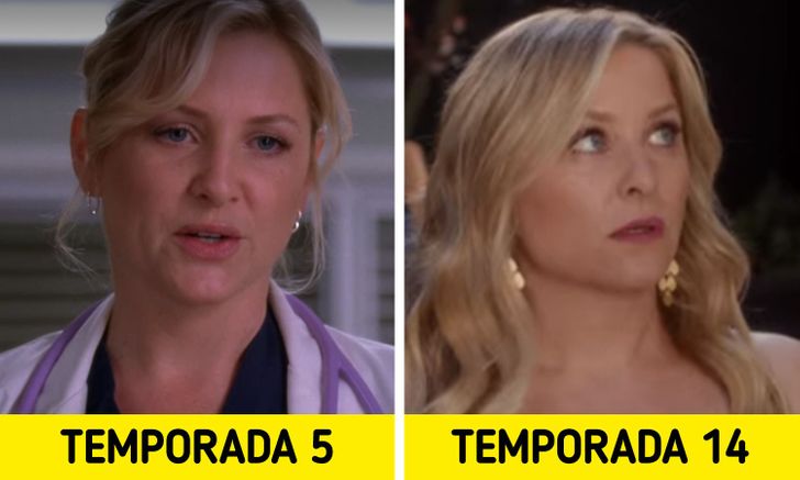 Antes e depois de personagens de Greys Anatomy 11