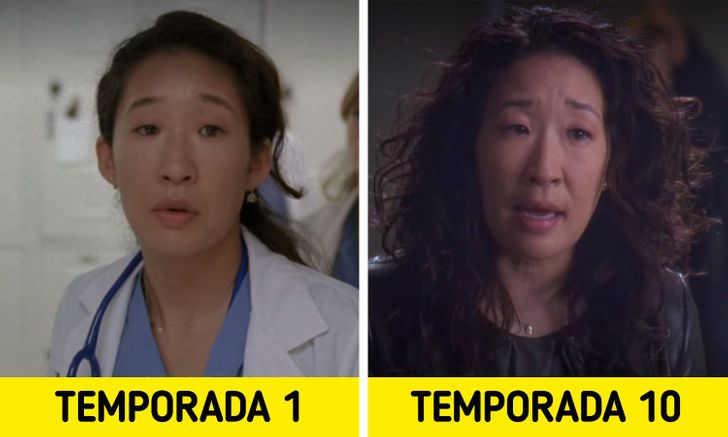 Antes e depois de personagens de Greys Anatomy 8