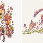 Hiroki Takeda artista ilustra animais com arranjos de flores em aquarela CAPA