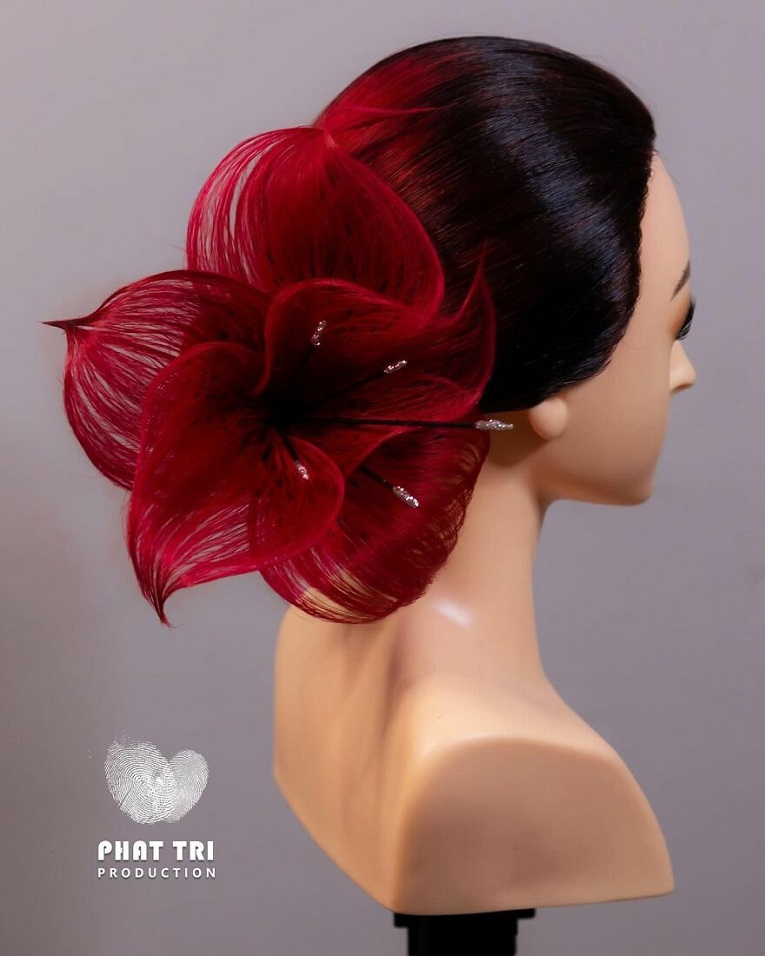 Penteados em formato de flor criados pelo cabeleireiro Nguyen Phat Tri 3