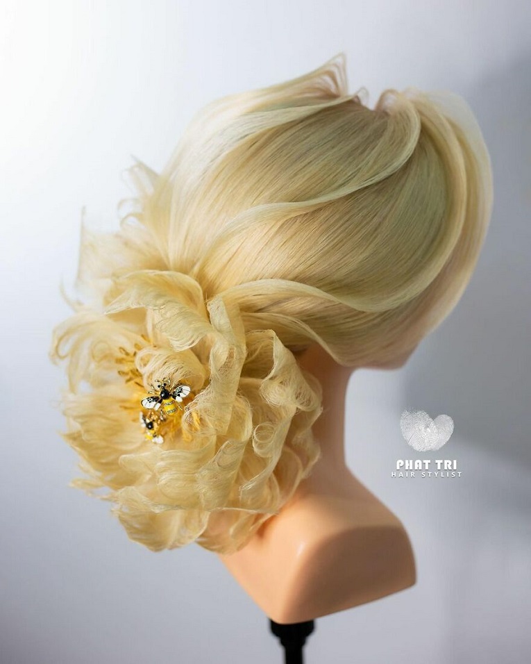 Penteados em formato de flor criados pelo cabeleireiro Nguyen Phat Tri 8