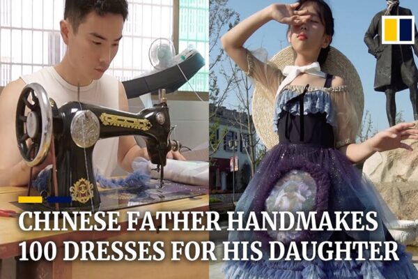 Pai confecciona vestidos requintados para a filha