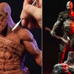 Timelapse com artista esculpindo Kratos de God of War III