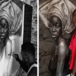 Retratos realistas feitos a carvao de Olajide CAPA