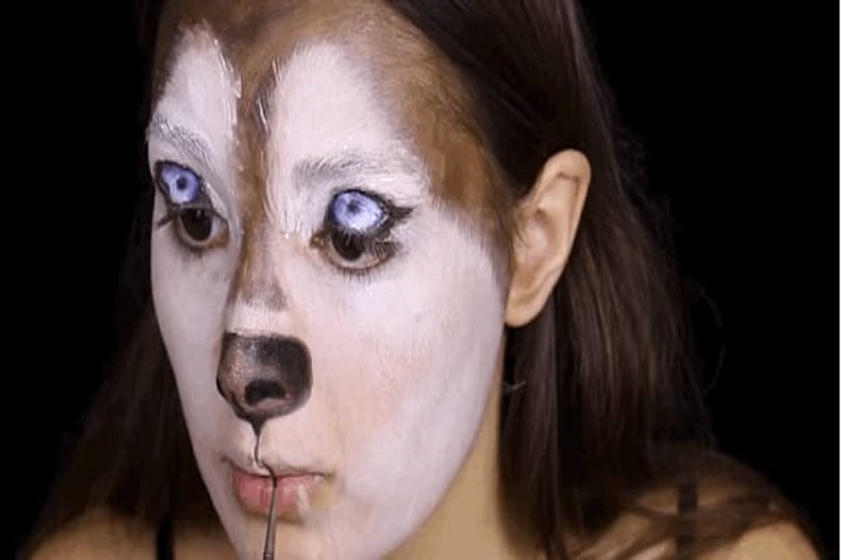 Artista ensina como criar um rosto realista de Husky Siberiano com maquiagem