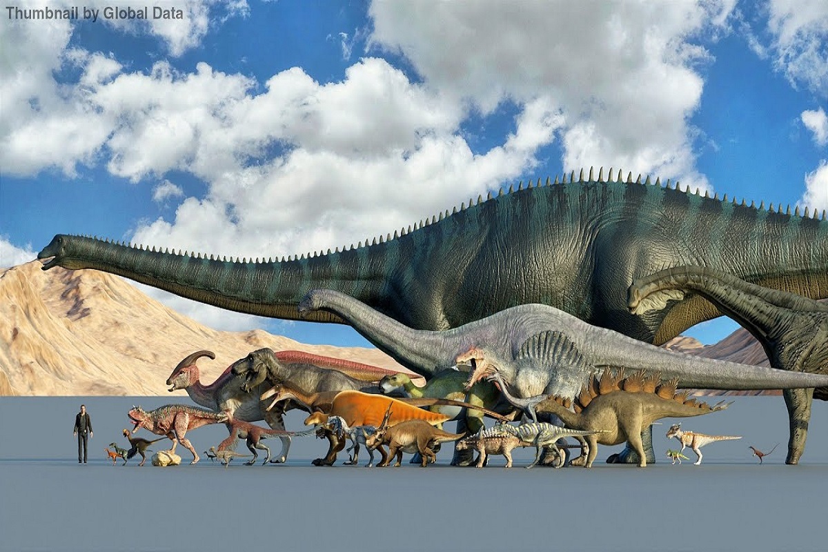 Comparação dos tamanhos de dinossauros