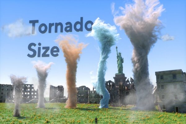 Mostrando a diferença de tamanho de tornados