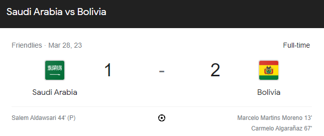 28 de marco Bolivia vs Arabia Saudita