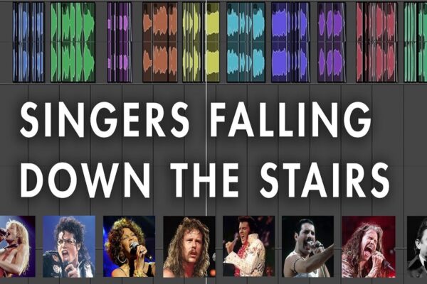 Música de cantores caindo de uma escada